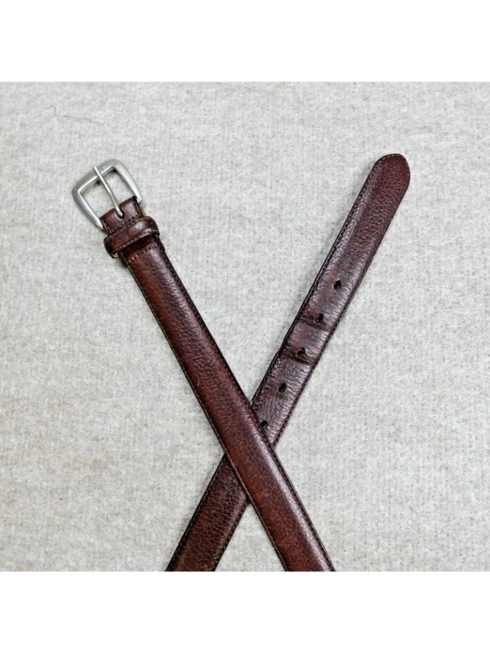 Polo Ralph Lauren Mens Belt 38 Brown Pebbled Dress